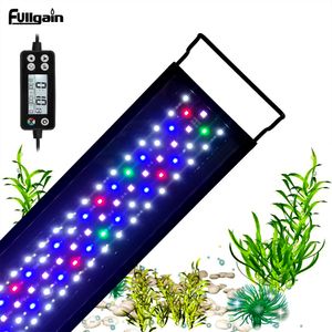 Aquarium Lighting Fullgain 247 LCD Aquarium Light Full Spectrum Vattentät aluminiumlegering Utdragbar Aqua LED Bar Belysning för växttillväxt 230711