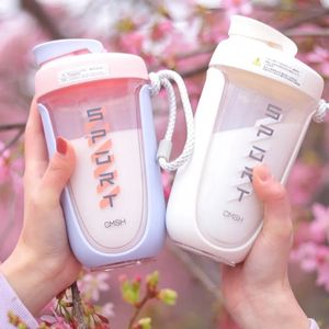 Water Bottles 550ml Kawaii Plastic Tritan Vibration Water Bottle Sports Fitness Portable Travel Protein Powder Vibration Beverage Bottle BPA No BPA Bottle 230711