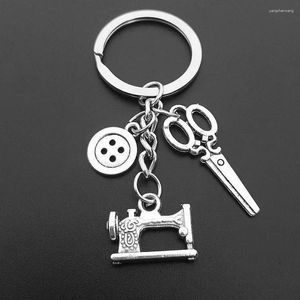 Keychains Sewing Machine Keychain Scissors And Tape Measure Button Tailored Friend's Fashion Gift