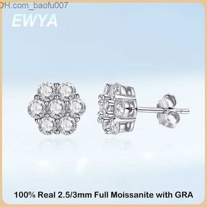 Charm EWYA 925 Sterling Silver Mosonite Stud Earrings 1.4ct 7 Stone Flower Women's Earrings for Party Engagement Exquisite Jewelry Earrings Z230712