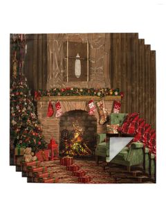 テーブルナプキンクリスマス暖炉ギフトナプキンセットフェスティバルホームウェディングパーティーディナークロス