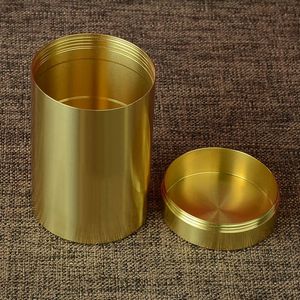 New Style Smoking Brass Portable Dry Herb Tobacco Spice Miller Stash Case MINI Pocket Sealing Storage Tank Jars Handpipes Cigarette Holder Innovative Bottle