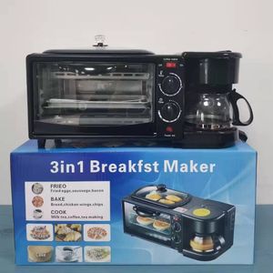 Cross border manufacturer three in one breakfast machine household appliances baking oven coffee barbecue Bread machine gift distribution