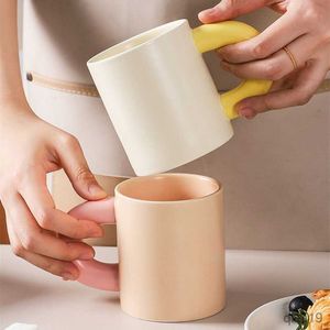 Canecas 320 ML Alça grossa Grande Cerâmica Caneca Espresso para Chá Cor Sólida Porcelana Leite Xícaras de Café Home Drinkware Suco Água Copo R230712