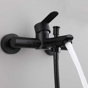 Kitchen Faucets Bathroom Shower Faucet 304 Stainless Steel Triple Bathtub Faucets Hot and Cold Water Mixer Valve Nozzle Tap Wall Mounted x0712