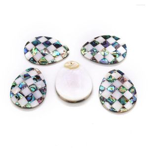 Pendant Necklaces Natural Abalone Shell Single Side Splicing White Mother Of Pearl Drop Shape Charms For Jewelry Making DIY Necklace