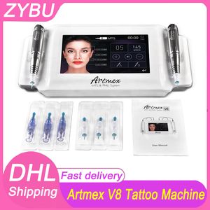 Uso de salão Microneedling 2 em 1 Maquiagem Permanente Máquina de Tatuagem Equipamento de Beleza Tela de Toque Digital Dupla Sobrancelha Lipline MTS PMU Artmex V8 Caneta Derma