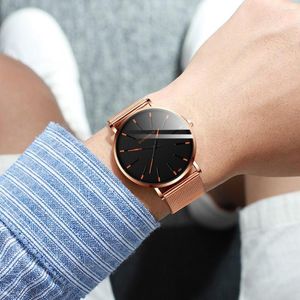 Armbanduhren Herrenuhren Damen Quarzuhr Casual Slim Mesh Stahl Wasserdicht Sport Mode Klassisch Mechanisch Erkek Kol Satleri