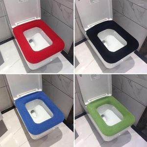 Toilettensitzbezüge für Badezimmer, quadratisch, abnehmbar und waschbar, weich, einfach, einfarbig, wiederverwendbar