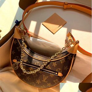 Evening Bags Size 23X7X13Cm Luxury Shoder Bag Designers Handbags Purses Brown Flower Women Tote Brand Letter Leather Crossbody Plaid Dhs1L