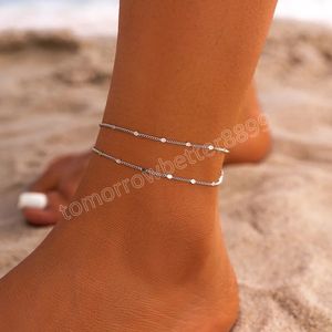 Layered Separable Simple Chain Ankel Armband for Women Summer Beach Barfota Kedjor Tillbehör Mode Ankel Armband