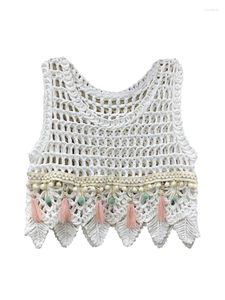 Women's Tanks 2023 Summer French Style Vest High-Grade Age-Reducing Hollow Crocheted Sweet Temperamental Tassels Strap Tank Top For Women