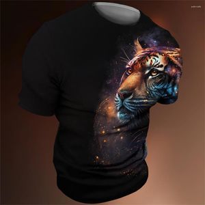 T-shirts herr 2023 High-End T-shirt 3d-utskrift Street Trend Tigertryck Sommar Hip-Hop Cool Djurmönster Mode T-