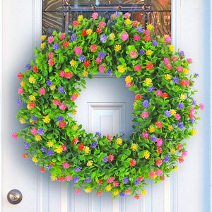 Dekorativa blommor hänga dörren Knocker Wreath vår konstgjorda blomma Semesterdekoration Trädgårdsdekor för upphängning