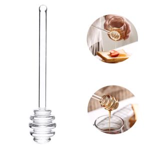 Genomskinlig Stir Stick Glasskedar Honey Dipper Sirap Dispenser Sticks Creative Coffee Jam Mixing Supplies för Burk Köksverktyg