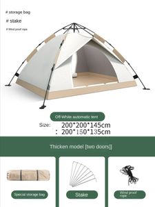 Tents and Shelters Large 3-4 person outdoor tent windproof fast opening super light and waterproof family spring camping 230711