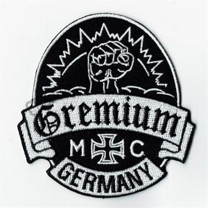 Personlighet Gremium Tyskland Broderad Iron On Patch Iron On Sy On Motorcyble Club Badge MC Biker Patch Hela 2563