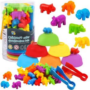 Intelligence toys Montessori Toys Soft Rubber Classification Toy Dinosaur Kids Color Sorting Counting Matching Game with Cups 230711