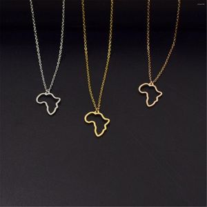 Chains MyShape African Map Pendant Necklaces For Women Men Hollow South Africa Stainless Steel Necklace Choker Jewelry Gifts Female