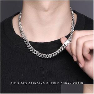 Chains Hip Hop Stainless Steel Cuban Chain Necklace Simple Six-Sided Polishing Jewelry Accessories Water Washable Drop Delivery Neck Dhdw7