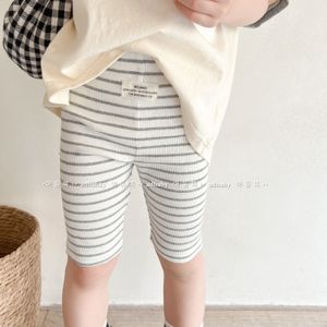 Shorts Criança Menina Listrado Fino 2023 Roupas de Bebê Menino Crianças Algodão Casual Calça Média Infantil Moda Calças Roupas Infantis 230711