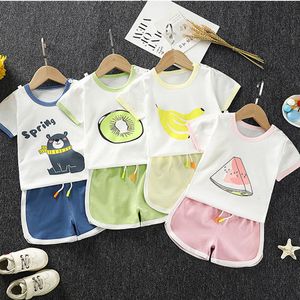 Giyim Setleri Bebek Erkek Kız Kızlar Yaz Giyim Seti Bebek Giysileri Takım Çocuk Kısa Kollu Şort 2 PCS Toddler Suit Çocuk Spor Kıyafetleri 230711