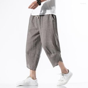 Men's Shorts Brand Casual Pants 2023 Summer Fashion Loose Elastic Waist Tie Cotton Cropped Trousers Men Hip Hop Harem