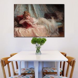 Figurative Canvas Abstract Art Idle Woman Hand Painted Artwork Romantic House Decor