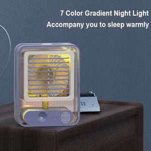 Elektrik Fanları Şeffaf Taşınabilir Soğutma Fanı Klima Ofis Masaüstü Sprey Fan Ev Çok Fonksiyonlu Hava Soğutucu Nemlendirici Gece Işığı