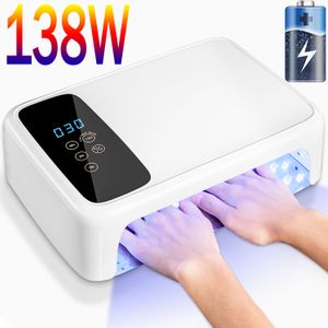 Nail Dryers Wireless Led Lamp UV 72W Rechargeable 15600mAH Professional Gel Dryer Polish Curling for All 230712