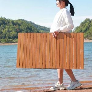 Multifunktion vikbar campingbord justerbar höjd strand picknick trä vikbara äggrullbord