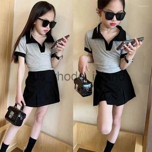 Clothing Sets Clothing Sets Summer Girls 2 Pcs Set Toddler T Shirt Skorts Kids Suits For Baby Children Fashion Clothes Brand Preppy Style 4-13Y x0712