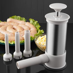 Meat Poultry Tools Stainless Steel Vertical Sausage Stuffer and Maker with 4 Stuffing Tubes Manual Machine 230712