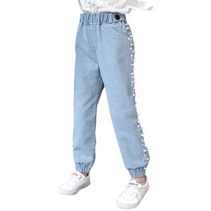 Jeans per ragazza Perle Bambini Ragazze Primavera Autunno Bambini Stile casual Abbigliamento 6 8 10 12 14 230711