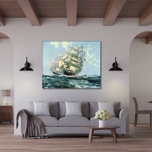 Paisagens marinhas arte em tela Ariel e Taeping pintados à mão Montague Dawson pintura para estúdios decoração de escritório