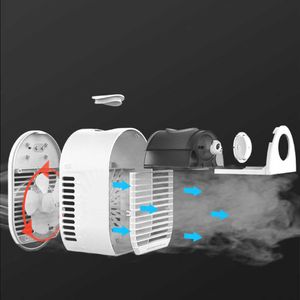 Elektrikli fanlar taşınabilir klima usb şarj edilebilir evaporatif klima fan hızları sprey ayarlanabilir nemlendirici hava soğutucu fanı