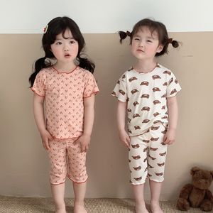 Pyjamas 2023 Sommer Baby Set Infant Koreanische Mädchen Nachtwäsche Pyjamas Kinder Loungewear Kleinkind Indoor Kleidung Jungen Nachtwäsche 230711