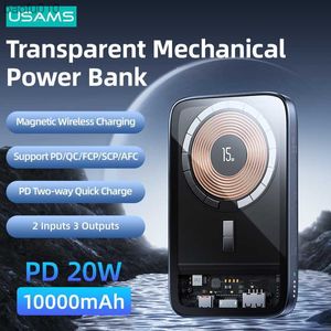 USAMS PB67 PD 22.5W szybki magnetyczny bezprzewodowy powerbank QC przenośny Powerbank zewnętrzna bateria do iPhone 13 12 11 Pro Max Xiaomi L230712