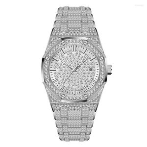 Нарученные часы Reloj Hombre 18k Gold Watch Men's Diamond Men Men Quartz Montre Homme дизайн модели 2023