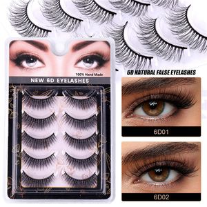 5Pairs 6d Faux Mink Sylashes Falsos cílios falsos Extensões de cílios de olho cruzados fios