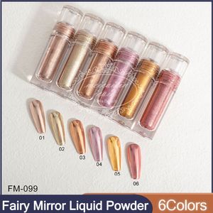 Polveri acriliche Liquidi 6 colori Metallic Texture Aurora Liquid Magic Mirror Powder Chrome Fairy Nail Art Decoration 230712