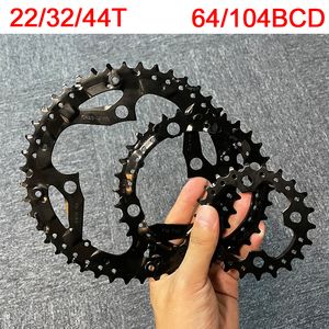 Ruote libere per bici Ruote dentate 64104 BCD Corona MTB 3 * 9S 22T 32T 44T Corona tripla per bicicletta Durevole Mountain Bike Ruota dentata Guarnitura per bici Parte 230712