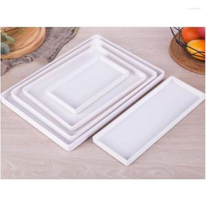 Plates White Rectangular Melamine Tablet Water Cup Tea Tray Creative Plastic Room Washing Storage Trays