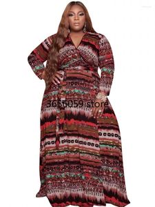 Abbigliamento etnico 4XL 5XL Autunno Abito africano per le donne Moda Dashiki Stampa Vestido 2023 Arrivo Abito Elegante Party Maxi