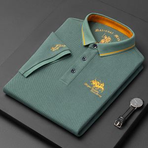 Erkek Tshirts Highend marka pamuk moda işlemeli polo gömlek yaz gündelik işletme kısa süreli tişörtlü yaka trend üst 230711