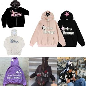 Herrtröjor tröjor y2k huva tröja hip hop fem spetsiga stjärna överdimensionerade hoodie män kvinnor mode casual punk lös