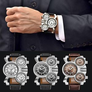 Wristwatches Men's Retro Steampunk Watch 3-Movement Quartz Dial And Leather Strap Classic Fashion Women Wrist Saat Erkek Kol Sa