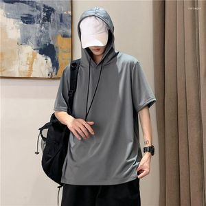 Мужские рубашки летние короткие рукава Harajuku Fashion Black Hoodies Рубашка уличная одежда Hip Hop негабаритная футболка для футболки Mens Top