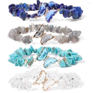 Strand Butterfly Armband Mode Kvinnors Naturlig Labradorit Lapis Malakit Ädelsten Stenflis Smycken För Kvinnor Tjej Kvinna