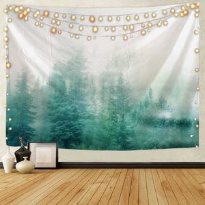 Tapestries Misty Forest Landscape Wall Hanging Tapestry Art Deco Blanket Curtains Hanging at Home Bedroom Living Room Decor